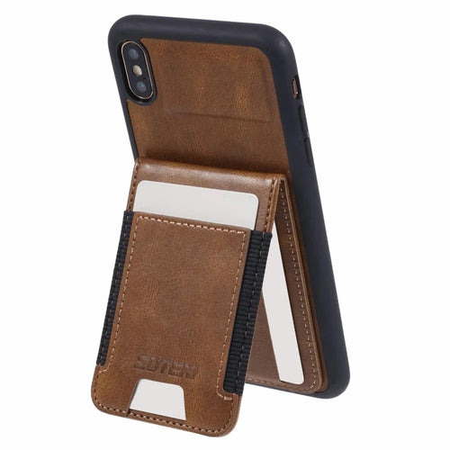 SUTENI H03 For iPhone XS Max Case PU Leather+TPU Drop Protection Phone Cover - Brown - 1