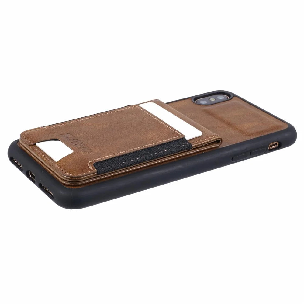 SUTENI H03 For iPhone XS Max Case PU Leather+TPU Drop Protection Phone Cover - Brown - 7