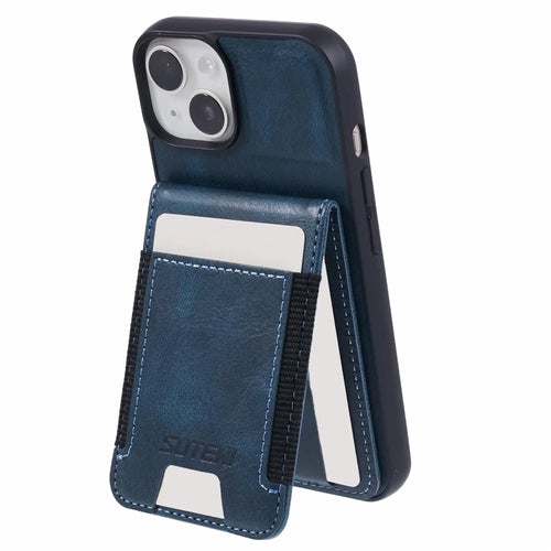 SUTENI H03 For iPhone 14 Case Card Holder Kickstand Protective Cover - Blue - 1