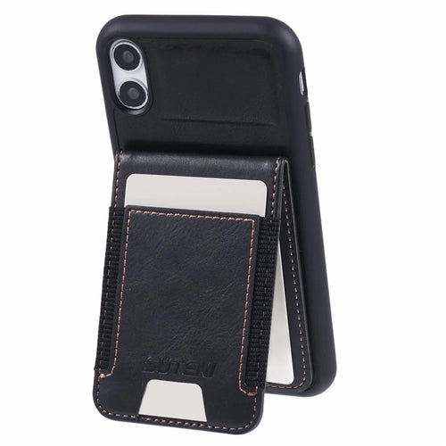 SUTENI H03 For iPhone XR 6.1 inch Case Waxy Textured Kickstand Shockproof Protective Cover - Black - 1