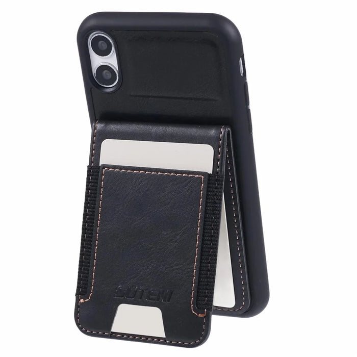 SUTENI H03 For iPhone XR 6.1 inch Case Waxy Textured Kickstand Shockproof Protective Cover - Black - 1