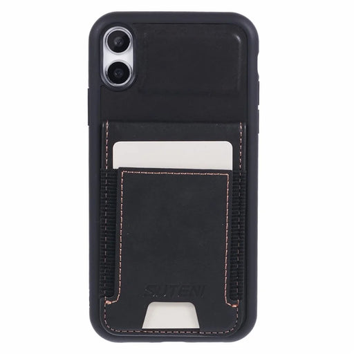 SUTENI H03 For iPhone XR 6.1 inch Case Waxy Textured Kickstand Shockproof Protective Cover - Black - 2
