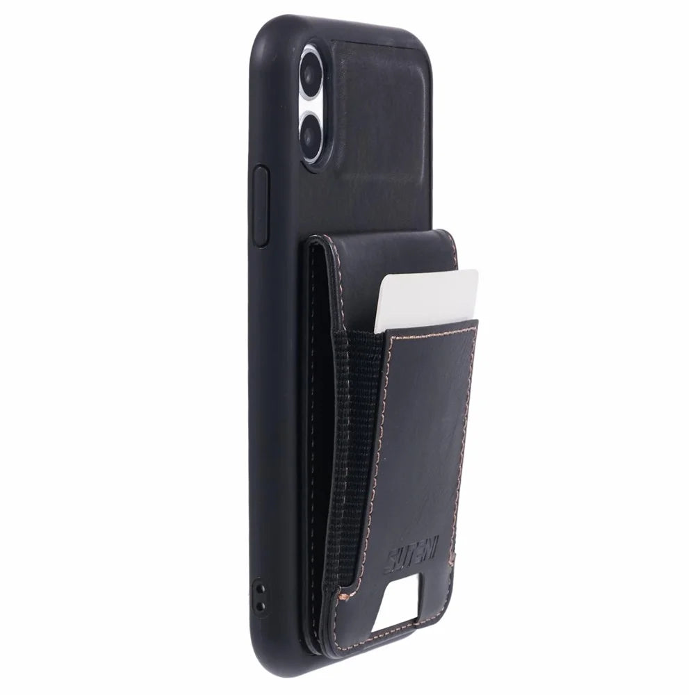 SUTENI H03 For iPhone XR 6.1 inch Case Waxy Textured Kickstand Shockproof Protective Cover - Black - 5