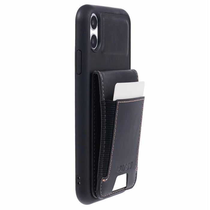 SUTENI H03 For iPhone XR 6.1 inch Case Waxy Textured Kickstand Shockproof Protective Cover - Black - 5