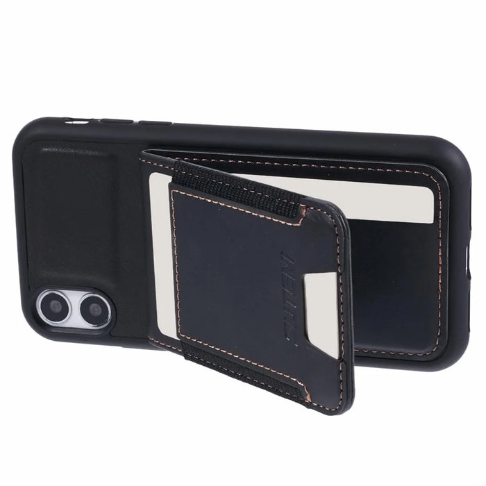 SUTENI H03 For iPhone XR 6.1 inch Case Waxy Textured Kickstand Shockproof Protective Cover - Black - 6
