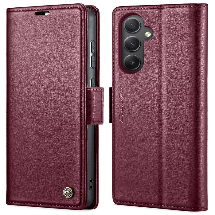 For Samsung Galaxy A55 5G Leather Case CASEME 023 RFID Blocking 3 Card Slot Mobile Cover - Red - 1