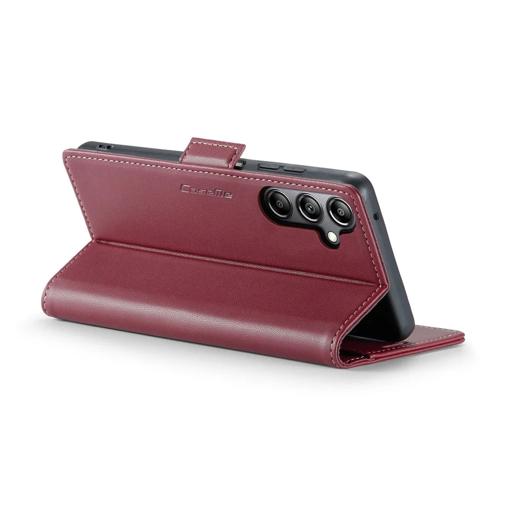 For Samsung Galaxy A05s 4G Leather Case CASEME 023 RFID Blocking 3 Card Slot Mobile Cover - Red - 3