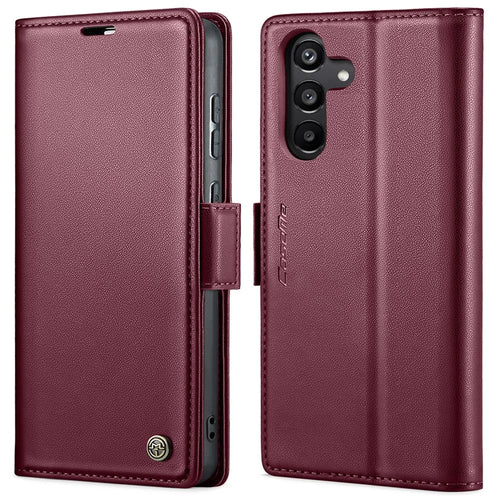For Samsung Galaxy A35 5G Leather Case CASEME 023 RFID Blocking 3 Card Slot Mobile Cover - Red - 1