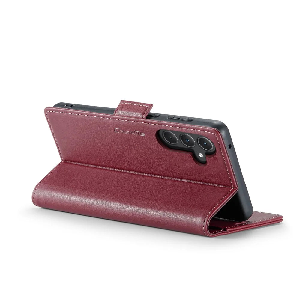 For Samsung Galaxy A35 5G Leather Case CASEME 023 RFID Blocking 3 Card Slot Mobile Cover - Red - 3