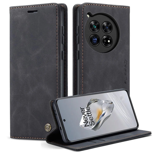 CASEME 013 Series For OnePlus 12 5G Case Business Style Card Slots Cell Phone Cover - Black - 1