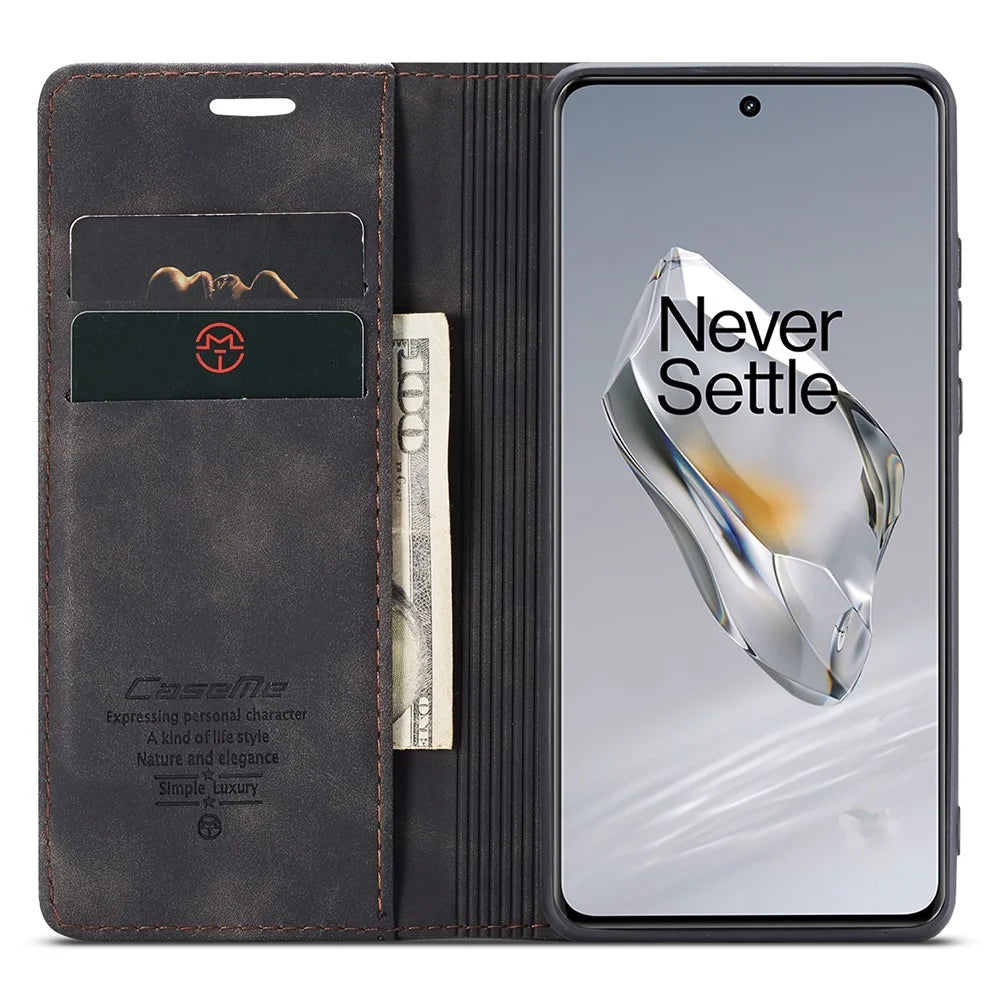 CASEME 013 Series For OnePlus 12 5G Case Business Style Card Slots Cell Phone Cover - Black - 2
