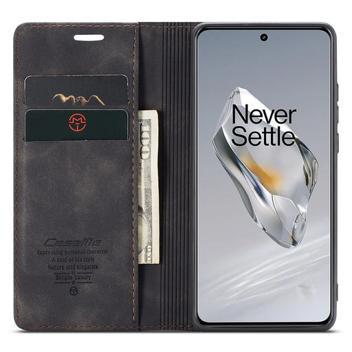 CASEME 013 Series For OnePlus 12 5G Case Business Style Card Slots Cell Phone Cover - Black - 2