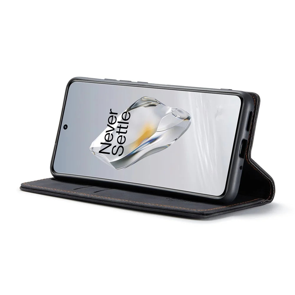 CASEME 013 Series For OnePlus 12 5G Case Business Style Card Slots Cell Phone Cover - Black - 3