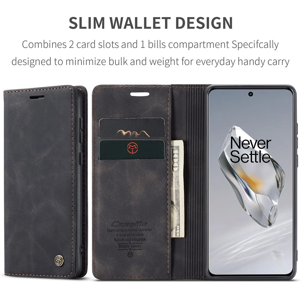 CASEME 013 Series For OnePlus 12 5G Case Business Style Card Slots Cell Phone Cover - Black - 4