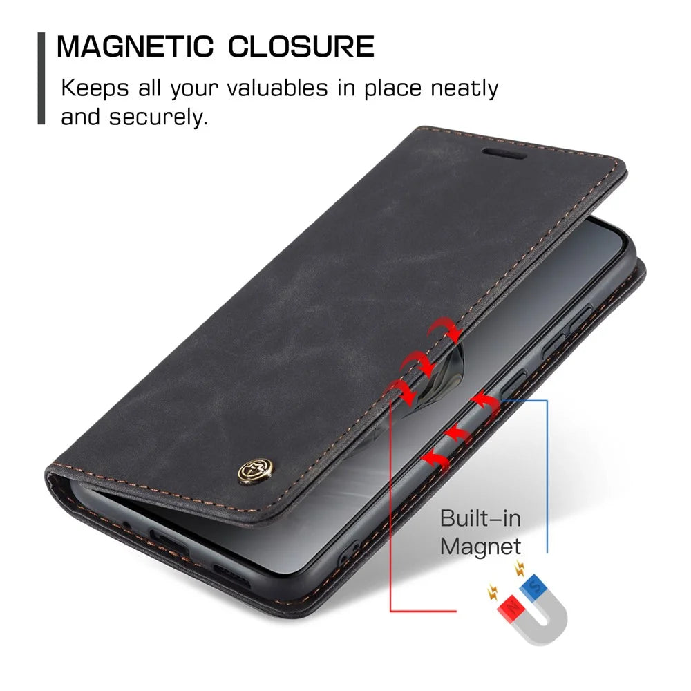 CASEME 013 Series For OnePlus 12 5G Case Business Style Card Slots Cell Phone Cover - Black - 6
