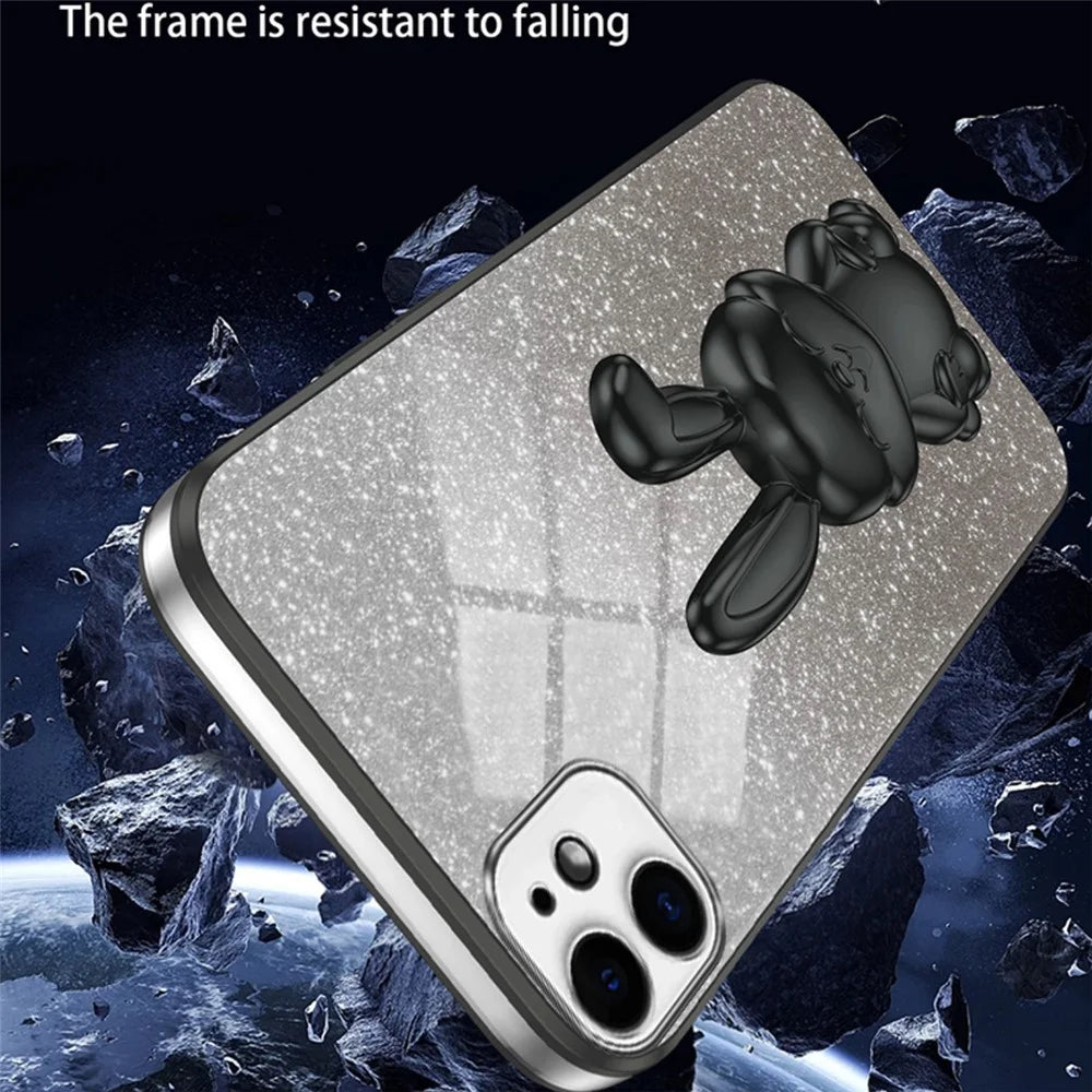 For iPhone 11 Pull-out Kickstand Cartoon Rabbit Case Smart Phone Protector Cover - Black - 3