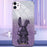 For iPhone 12 Electroplating Rabbit Case Pull-out Kickstand Smart Phone Cover - Purple - 5
