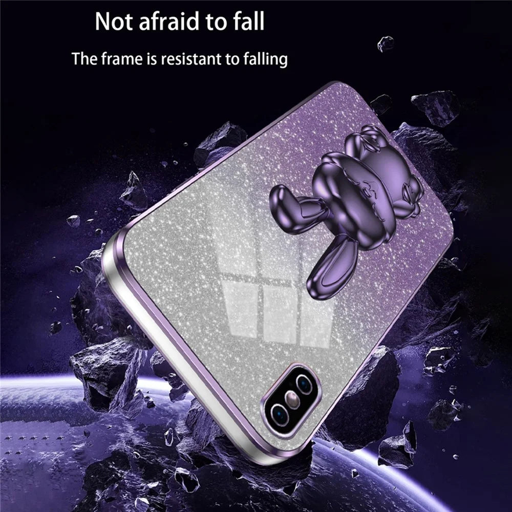 For iPhone XS Max Pull-out Kickstand Phone Cover Fall Protection Rabbit Case - Purple - 5