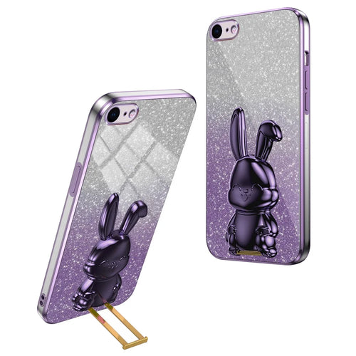 For iPhone 6 / 7 / 8 / SE (2020) / SE (2022) Cartoon Rabbit Kickstand Cover Anti-collision Phone Case - Purple - 1