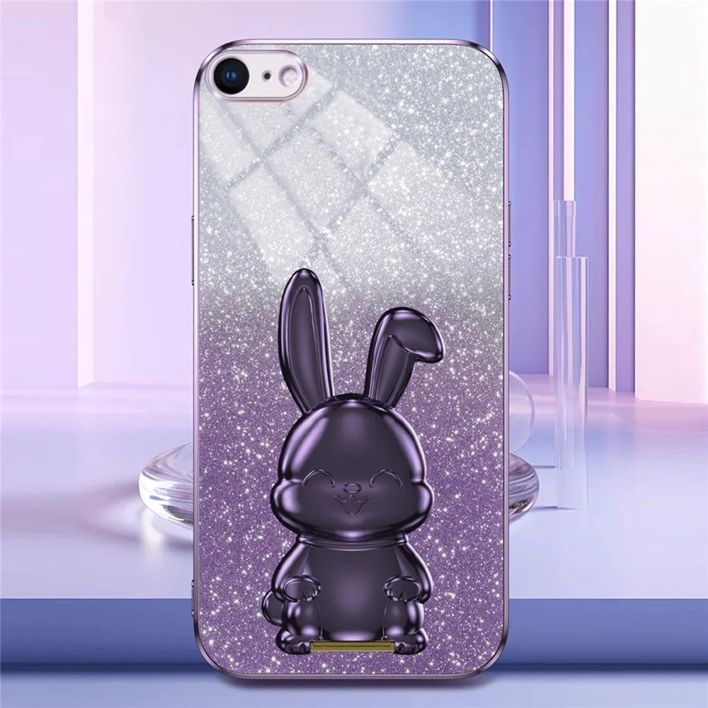 For iPhone 6 / 7 / 8 / SE (2020) / SE (2022) Cartoon Rabbit Kickstand Cover Anti-collision Phone Case - Purple - 2