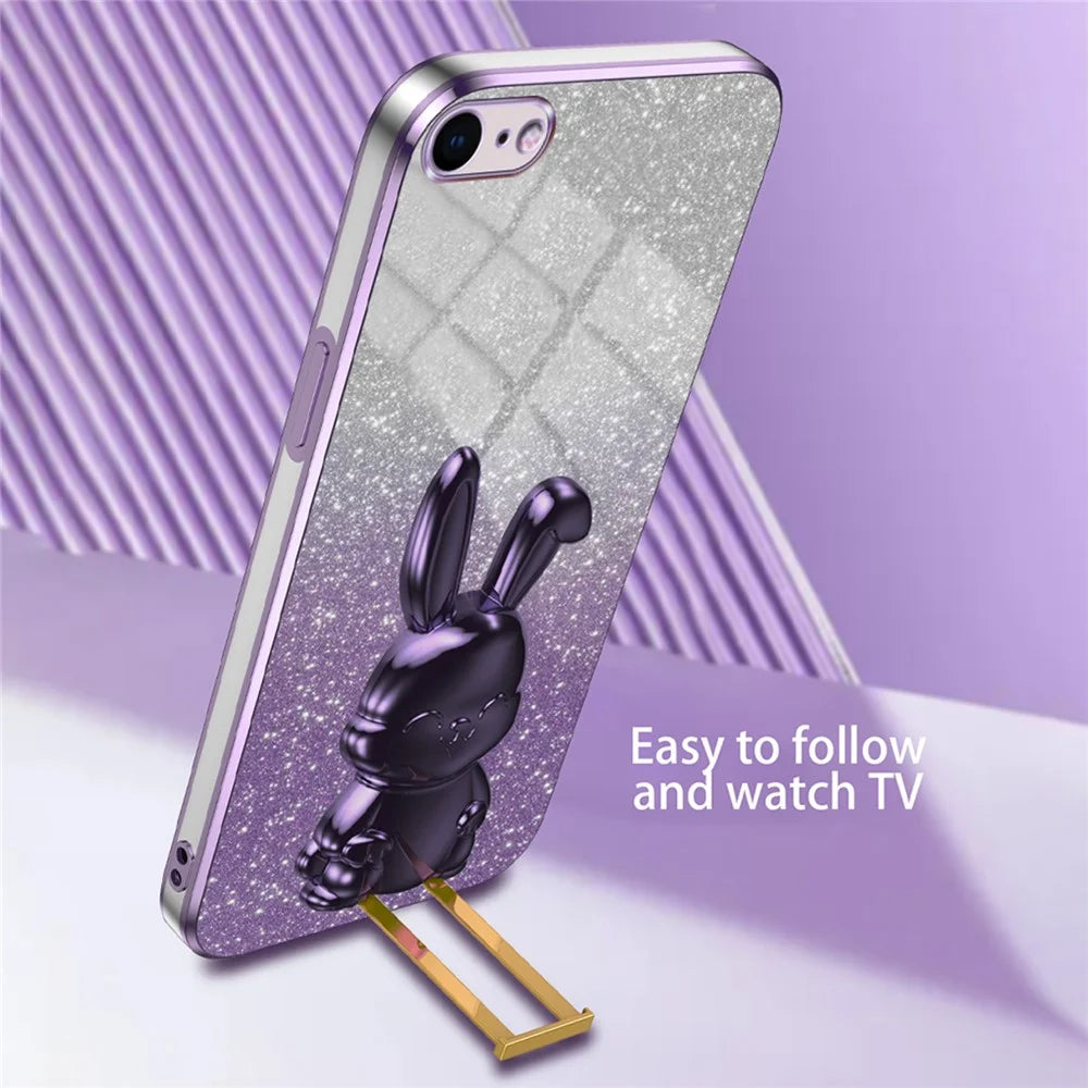For iPhone 6 / 7 / 8 / SE (2020) / SE (2022) Cartoon Rabbit Kickstand Cover Anti-collision Phone Case - Purple - 3