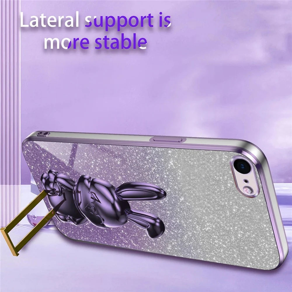 For iPhone 6 / 7 / 8 / SE (2020) / SE (2022) Cartoon Rabbit Kickstand Cover Anti-collision Phone Case - Purple - 4