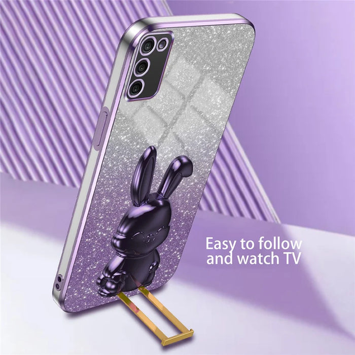 For Samsung Galaxy A03s (164.2mm) Cartoon Rabbit Kickstand Mobile Phone Protector Case - Purple - 3