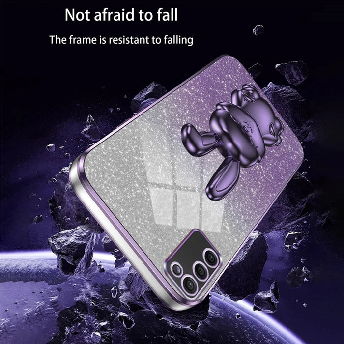 For Samsung Galaxy A03s (164.2mm) Cartoon Rabbit Kickstand Mobile Phone Protector Case - Purple - 5