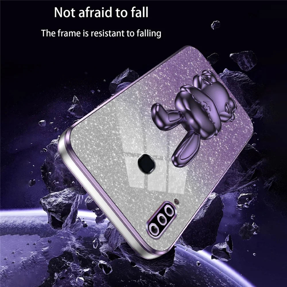 For Samsung Galaxy A20s Smartphone Case Hands-free Kickstand Cartoon Rabbit Back Cover - Purple - 5