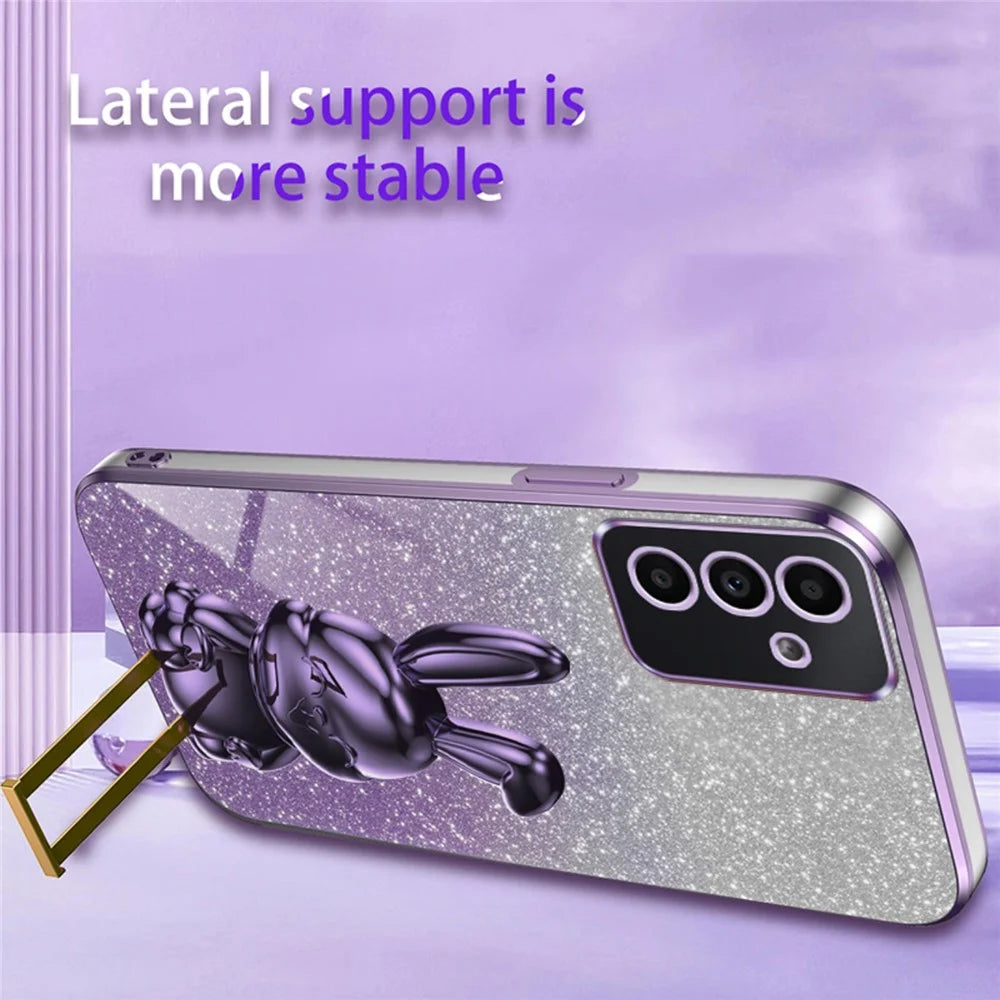 Case for Samsung Galaxy A24 4G (162.1 X 77.6 X 8.3mm) PC+TPU Lovely Rabbit Phone Protective Cover - Purple - 4