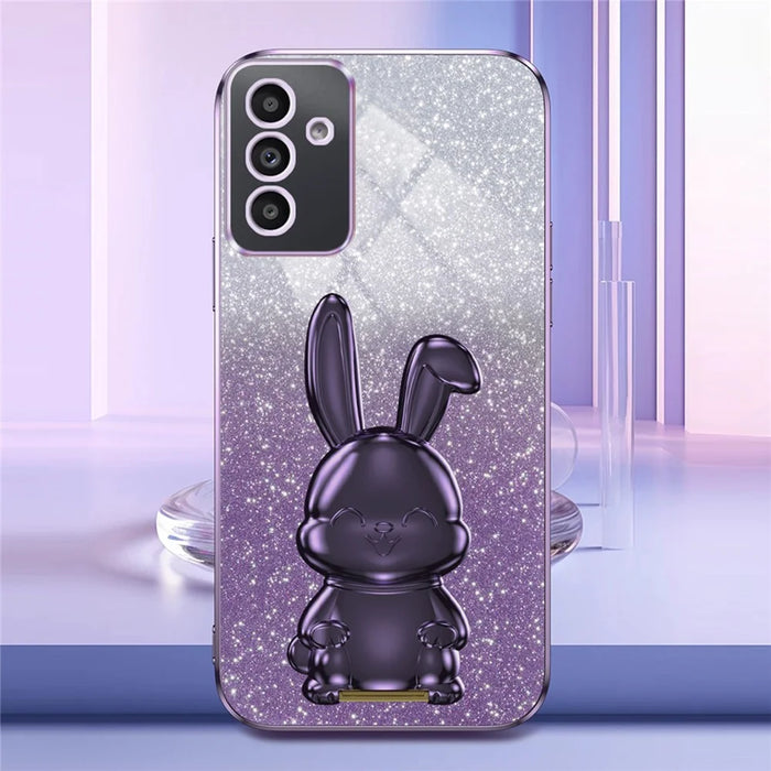 Phone Cover for Samsung Galaxy A35 5G , Lovely Rabbit Kickstand Glitter Back Shell - Purple - 2