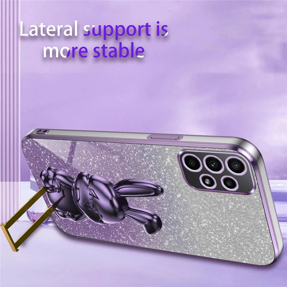 For Samsung Galaxy A23 5G (Global Version) / A23 4G Case Electroplated Phone Back Cover with Pull-out Kickstand - Purple - 4