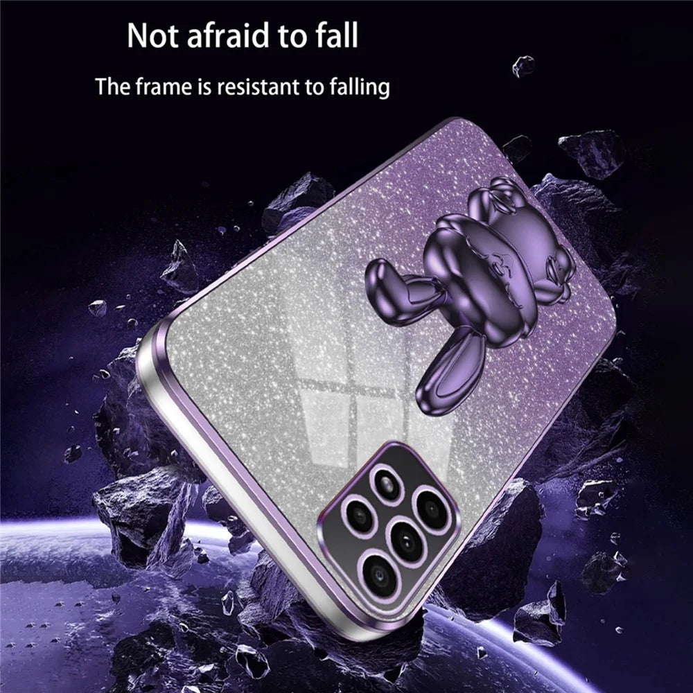 For Samsung Galaxy A23 5G (Global Version) / A23 4G Case Electroplated Phone Back Cover with Pull-out Kickstand - Purple - 5