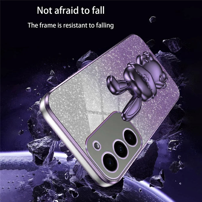 For Samsung Galaxy S23+ Case Cute Rabbit Drop-proof Glitter Phone Cover with Pull-out Kickstand - Purple - 5