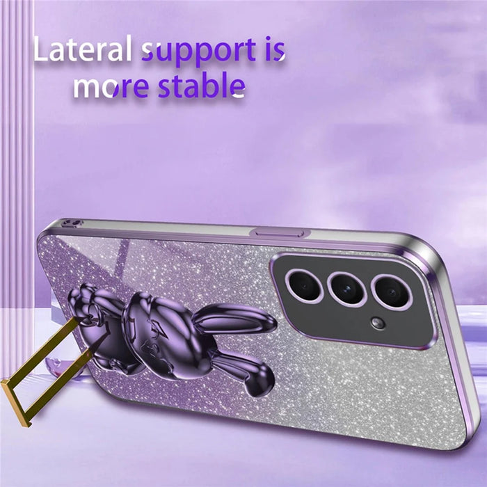 For Samsung Galaxy A55 5G Case Hidden Pull-out Kickstand Cartoon Rabbit Anti-fall Phone Cover - Purple - 4