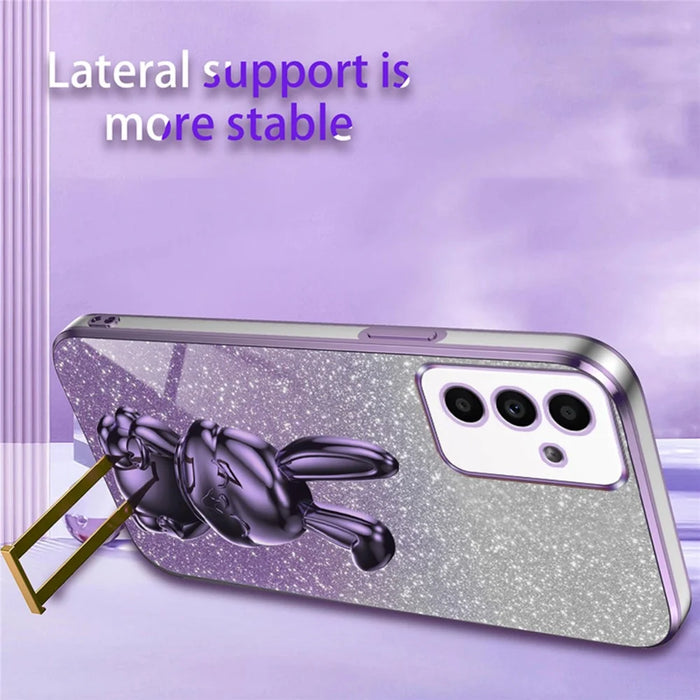 Mobile Phone Cover for Samsung Galaxy A13 5G Case Glitter Powder PC+TPU Shell with Kickstand - Purple - 4