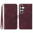 For Samsung Galaxy S24 Leather Case with Hand Strap Wallet Stand Phone Cover - Wine Red - 1