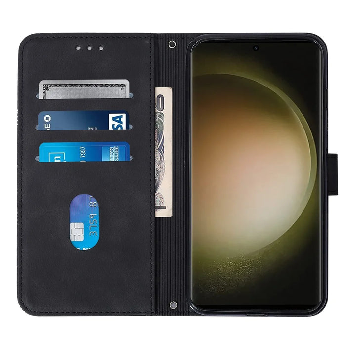 For Samsung Galaxy S24 Ultra Leather Case with Hand Strap Wallet Stand Phone Cover - Black - 2