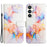 For Samsung Galaxy S24 Leather Case with Shoulder Strap Marble Pattern Phone Stand Cover - Milky Way Marble White LS004 - 1