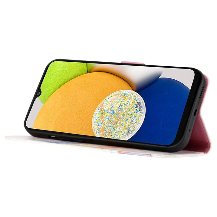 For Samsung Galaxy S24 Leather Case with Shoulder Strap Marble Pattern Phone Stand Cover - Milky Way Marble White LS004 - 2