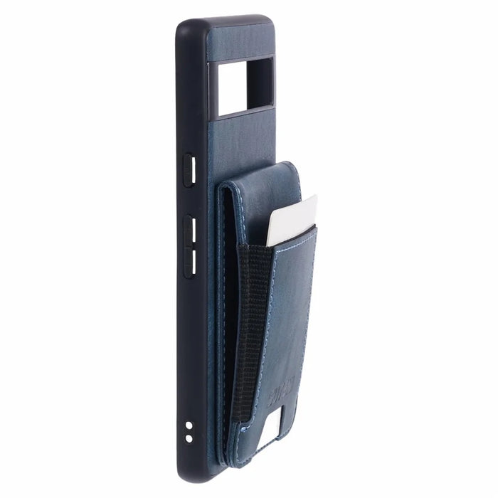 SUTENI H03 For Google Pixel 7a Anti-drop Cover Card Holder PU+TPU Kickstand Phone Case - Blue - 5