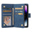 For iPhone 15 Pro Max Cell Phone Case Multiple Card Slots Drop-proof Cover with Zipper Wallet - Blue - 2