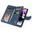 For iPhone 15 Pro Max Cell Phone Case Multiple Card Slots Drop-proof Cover with Zipper Wallet - Blue - 5