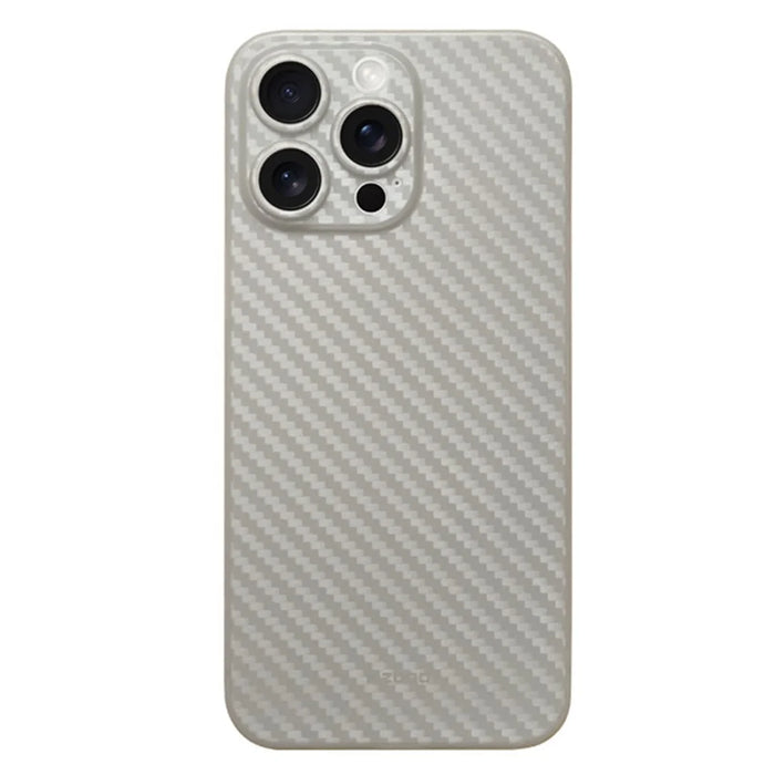 KZDOO For iPhone 15 Pro Case Carbon Fiber Texture PP Cell Phone Back Cover - Titanium Grey - 1