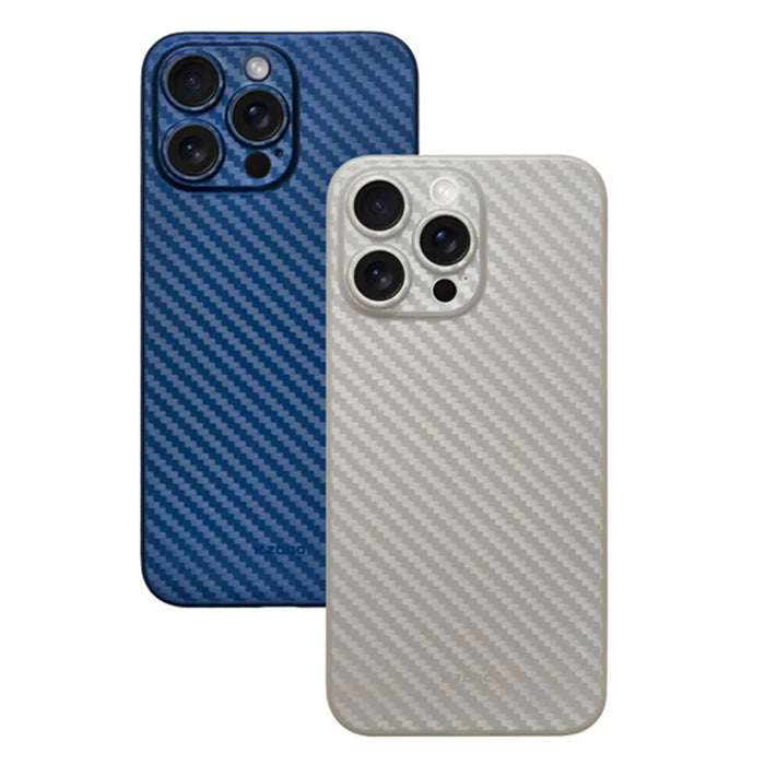 KZDOO For iPhone 15 Pro Case Carbon Fiber Texture PP Cell Phone Back Cover - Titanium Grey - 3