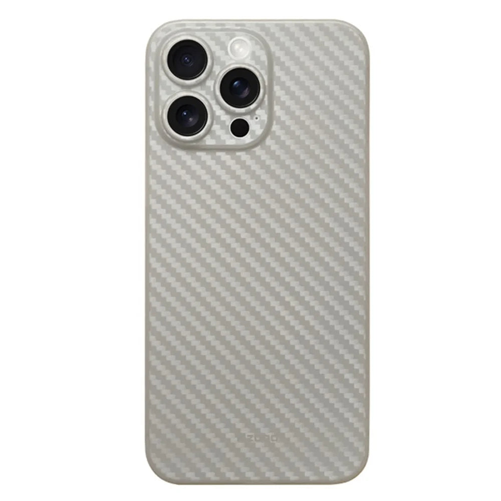 KZDOO For iPhone 15 Pro Max Carbon Fiber Texture Back Case PP Cell Phone Cover - Titanium Grey - 1