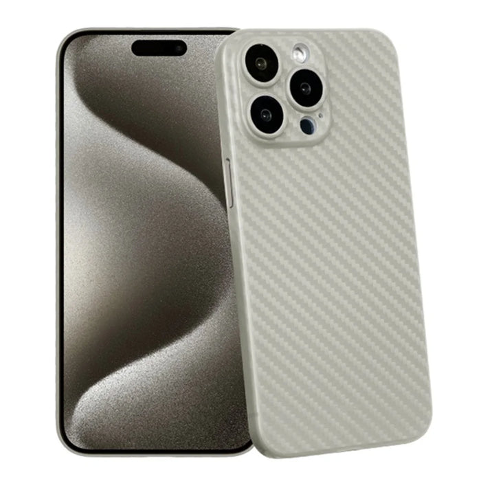 KZDOO For iPhone 15 Pro Max Carbon Fiber Texture Back Case PP Cell Phone Cover - Titanium Grey - 2
