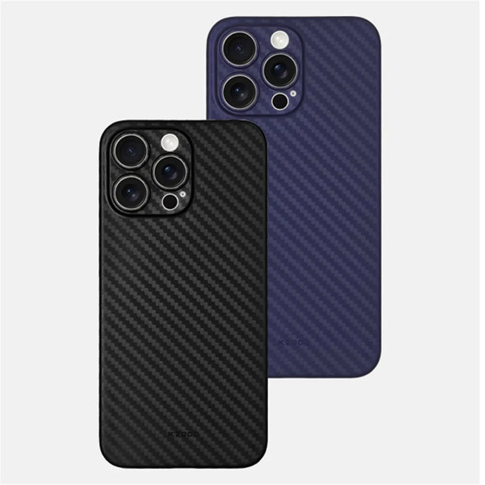 KZDOO For iPhone 15 Pro Max Carbon Fiber Texture Back Case PP Cell Phone Cover - Titanium Grey - 4