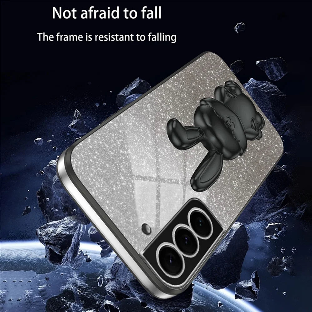 Cover for Samsung Galaxy S21 4G / 5G Viewing Kickstand PC+TPU Phone Case - Black - 4