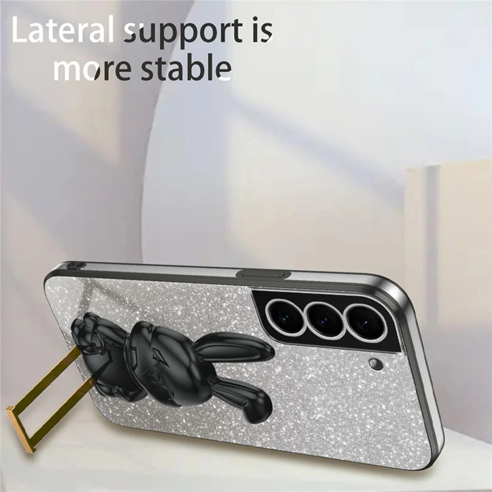 Cover for Samsung Galaxy S21 4G / 5G Viewing Kickstand PC+TPU Phone Case - Black - 5